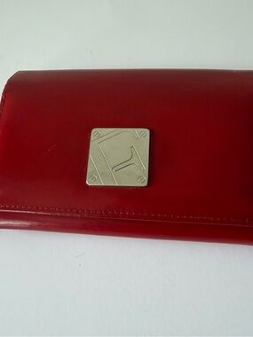 FURLA Bifold Red Leather Wallet with silver logo plate